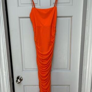 Showpo neon orange midi dress